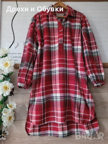Рокля тип риза червено каре , снимка 5 - Рокли - 52763916