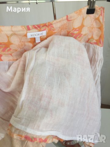 40 М / 42 Л? Kookai Дамска Лятна Пола Плаж Море на Цветя Оранжева Бежова Розова, снимка 16 - Поли - 28664466