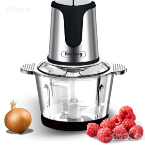 Чопър, 400W, 2 л., 2 скорости, стъклена купа, черен/сребрист, снимка 2 - Други - 52819763