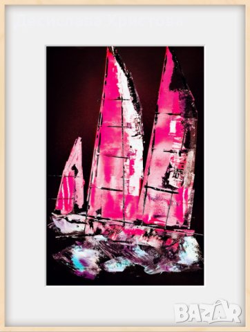 Лодки, акрил върху картон, 46х62см.