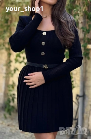 Уникална къса рокля с дълъг ръкав - финно машинно плетиво 🖤🖤🖤   Плисирана пола 🧸   Ограничени бройки, снимка 3 - Рокли - 53181310