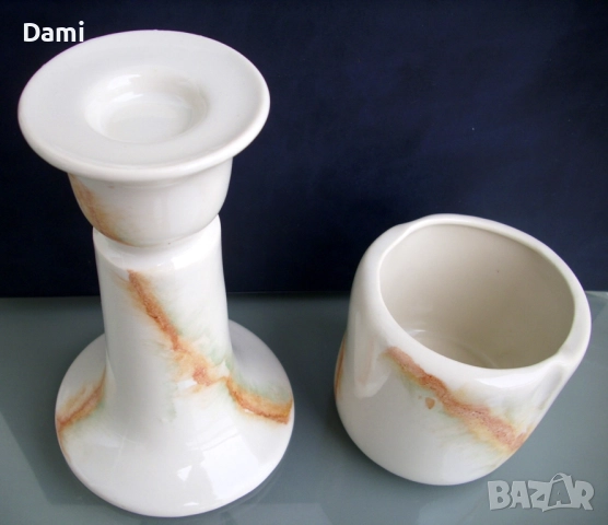 Свещник и моливник български порцелан Коста Йорданов Видин, снимка 3 - Декорация за дома - 52945553