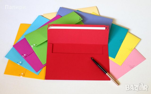 Пликове за покани, картички, ваучери, писма. Цветни пликове различни размери, снимка 4 - Покани - 33080883