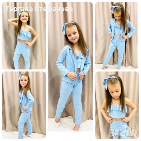 🥰Уникален сет 🥰 Сако,панталон,бюстие и лента за коса🤩 Размери -2г.4г.6г.8г.10г.12г. Цена -50 лв, снимка 1