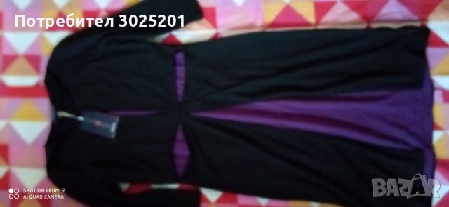 Нова Дамска  Дълга Рокля размер  ХС С М черно с лилаво, снимка 3 - Рокли - 42788404