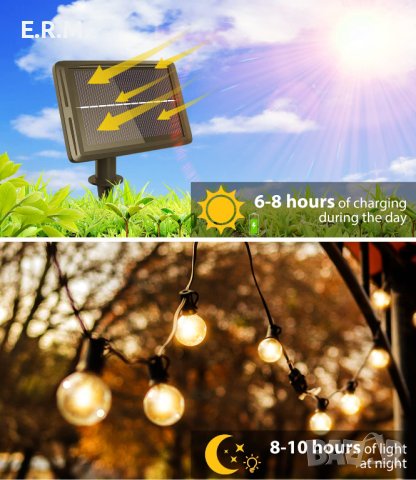 Соларни LED приказни светлини верига лед лампички украса декорация парти рожден ден 9м. 25+2 крушки, снимка 4 - Градински мебели, декорация  - 43562403