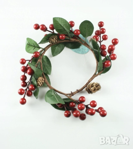 Декоративен венец с офика и шишарки , снимка 2 - Други - 52087012