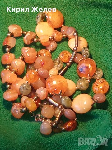 ХАЛЦЕДОН и ЯСПИС СТАРО БРОНЗОВО ПОЗЛАТЕНО КОЛИЕ 66781, снимка 11 - Колиета, медальони, синджири - 29555783