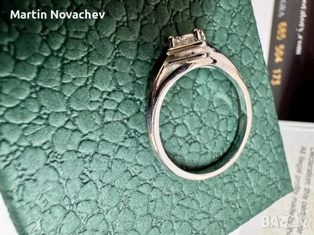 Сребърен пръстен с мойсанит (Диамант) 0.5 карата, снимка 7 - Пръстени - 48786927