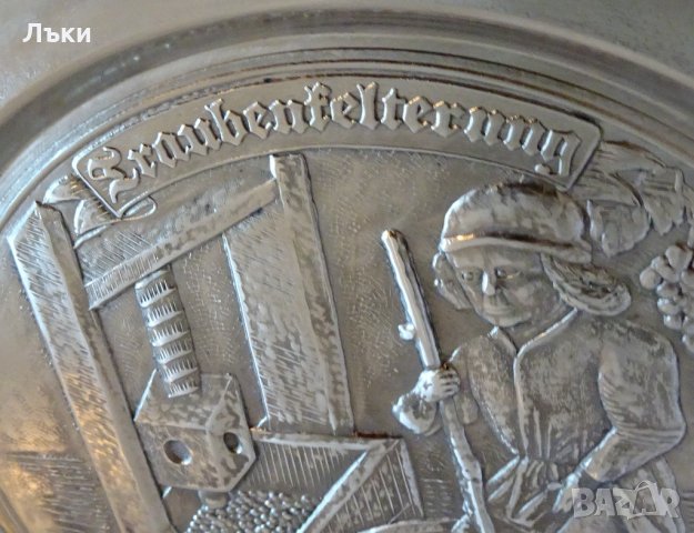 Пано от калай с картина Гроздобер,Вино. , снимка 5 - Антикварни и старинни предмети - 32306742