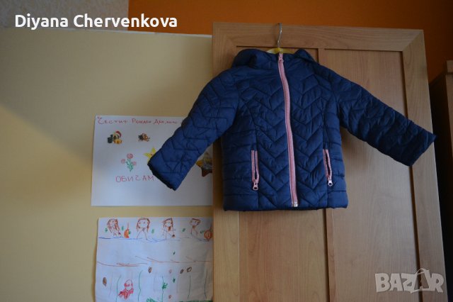 Детско зимно шушляково тъмно синьо яке - момиче, марка Lupilu, снимка 1 - Бебешки якета и елеци - 44046349