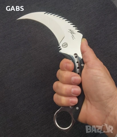 Дизайнерски карамбит Todd Begg с кания от телешки бланк, снимка 9 - Ножове - 50668417