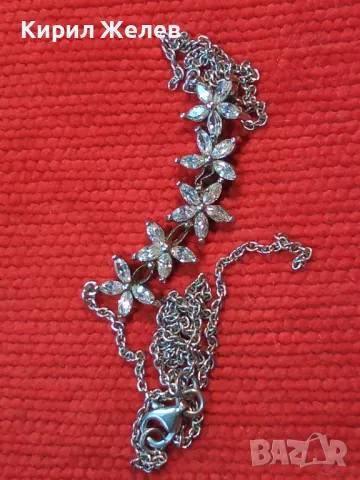 НЕЖНО ФЛОРАЛНО СРЕБЪРНО КОЛИЕ ЦВЕТЯ СРЕБРО 925 с БЯЛА ПОЗЛАТА Нужда от ЛЕК РЕМОНТ на ВЕРИЖКАТА 47974, снимка 12 - Колиета, медальони, синджири - 48952894