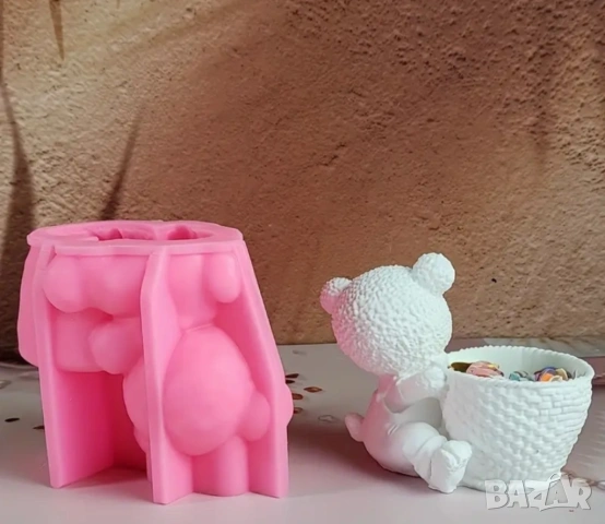 Молд кашпа мече с кошница , снимка 4 - Форми - 53535446