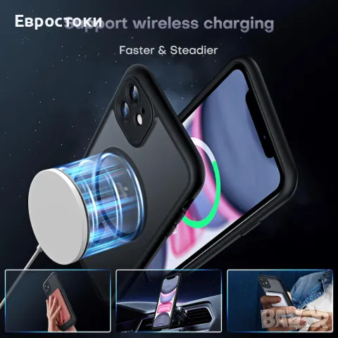 Магнитен калъф TOCOL 3 в 1 за за iPhone 11 6,1 инча, подходящ за MagSafe, с 2 протектора за екрана, снимка 2 - Калъфи, кейсове - 49156398