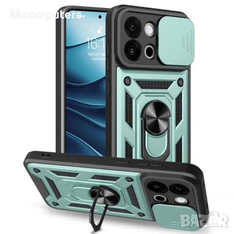 OnePlus 13s 5G / OnePlus 13T 5G Удароустойчив Ring Holder with Slide Camera Lid PC + TPU/ Kickstand , снимка 2 - Калъфи, кейсове - 50712248