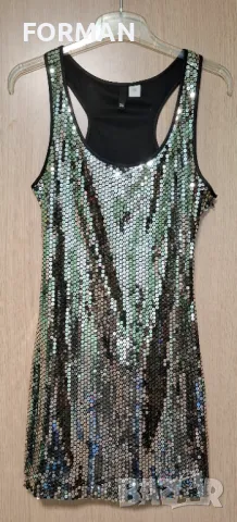 УНИКАЛНА рокля със сребристи пайети , снимка 3 - Рокли - 48330008