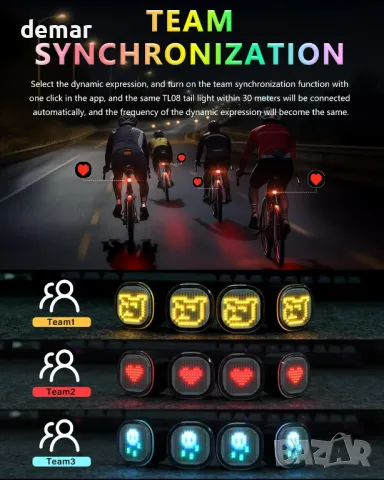 TOWILD TL08 Задна светлина за велосипед с Expression DIY функция, снимка 5 - Аксесоари за велосипеди - 47982121