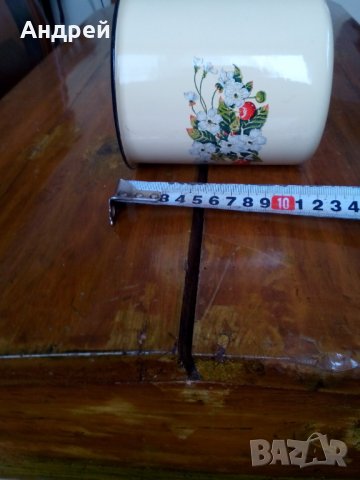 Старо емайлирано канче,чаша #4, снимка 7 - Антикварни и старинни предмети - 27488175