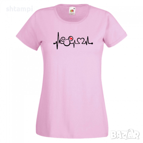 Дамска тениска Mickey Love Heartbeat 1 Мини Маус,Микки Маус.Подарък,Изненада,, снимка 5 - Тениски - 36526325