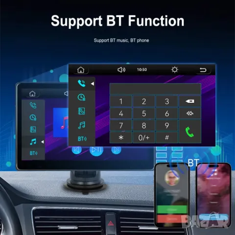 Монитор за автомобил, 10.1 инча, мултимедия за кола, Apple Carplay, YouTube, Android Auto, навигация, снимка 3 - Аксесоари и консумативи - 47822367