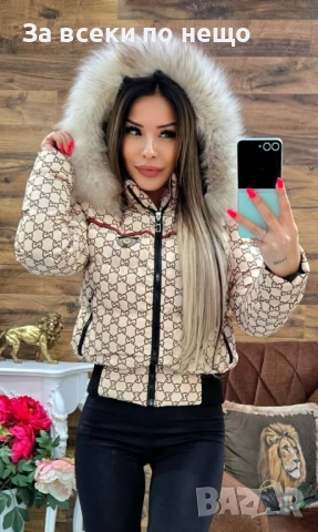 Gucci Дамско Зимно Яке С Естествен Пух На Качулката Гучи - Налични Различни Цветове Код W.S.O.20, снимка 3 - Якета - 52569468