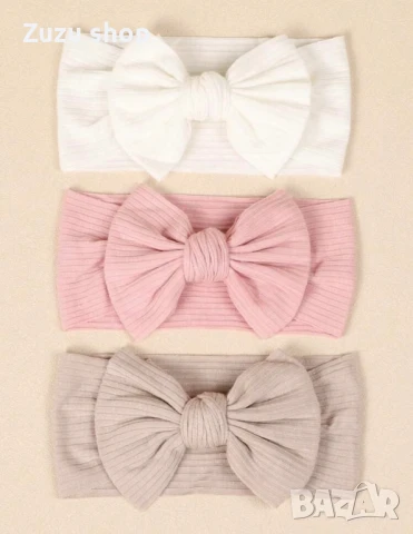 Комплект от 3 броя бебешки ленти за глава с панделка