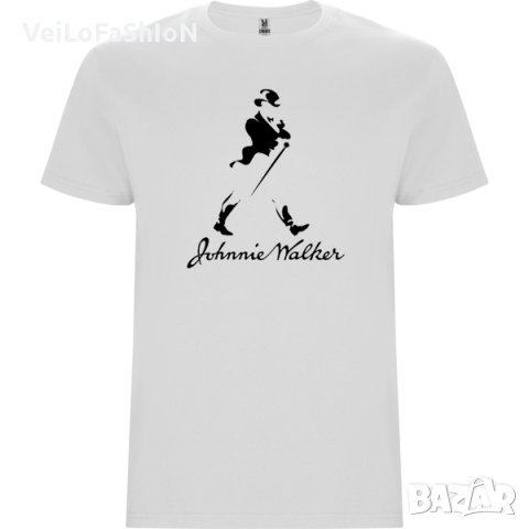 Нова мъжка тениска с логото на Johnnie Walker (Джони Уокър) в бял цвят