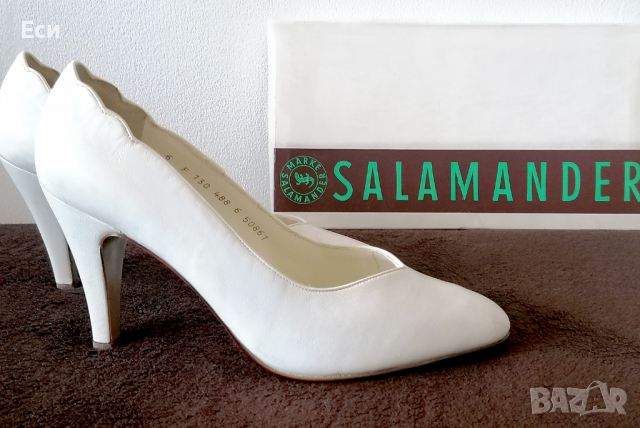 Бели официални кожени обувки Salamander № 38.5-39, UK 6 - нови, снимка 5 - Дамски обувки на ток - 36539902