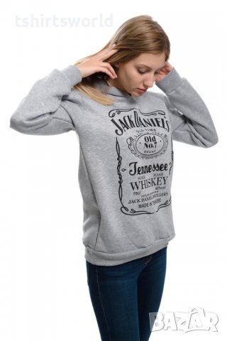 Нов дамски сив суичър с трансферен печат JACK DANIELS (Джак Даниелс), снимка 6 - Суичъри - 37007654