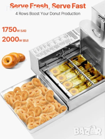 Гаранция ! Нова Автоматична машина за казанлъшки понички 4 дюзи, снимка 2 - Обзавеждане на кухня - 46290071