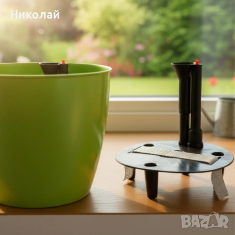 Саксия с поливна система Ø18×H16 см, снимка 2 - Саксии и кашпи - 53513415