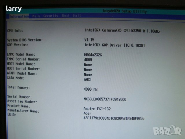 Acer Aspire ES1-132 лаптоп на части, снимка 4 - Лаптопи за работа - 26430294