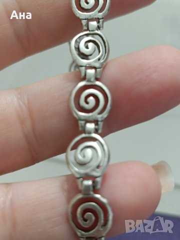 Красива сребърна гривна Буква АШ, снимка 1