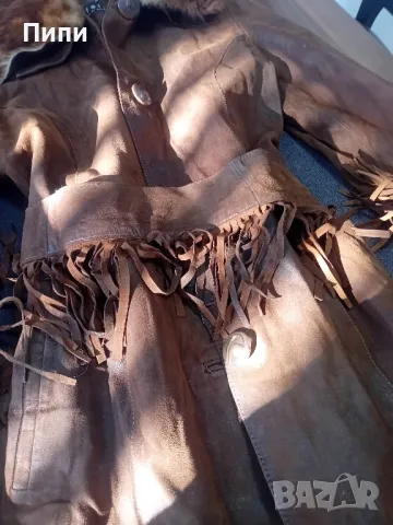 Ново дълго до глезена от естествена мокра кожа , снимка 2 - Якета - 48333032