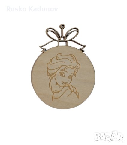 дървени висулки за елха Елза, Ана и Олаф, снимка 2 - Декорация за дома - 43034455