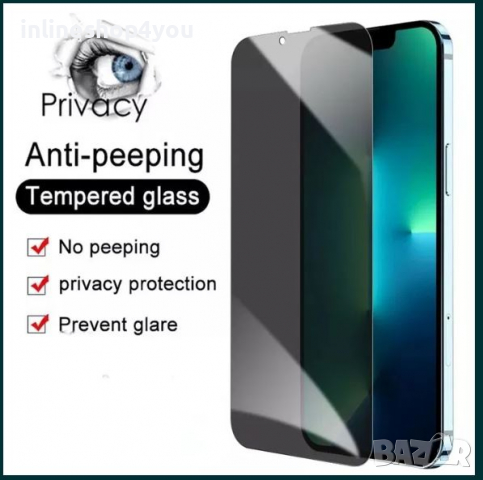 Privacy Стъклен Протектор Apple iPhone 13 Pro Max 12 Mini 11 XS XR 5D, снимка 1