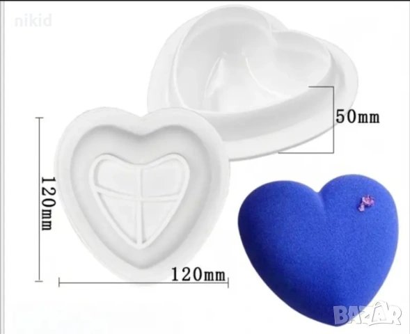 3D Средно заоблено сърце дълбок силиконов молд форма за кекс Свети Валентин юбилей торта, снимка 6 - Форми - 33380851