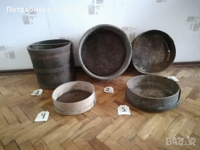 Стари дървени съдове, крини за зърно и сита за брашно и други. , снимка 2 - Антикварни и старинни предмети - 52320068