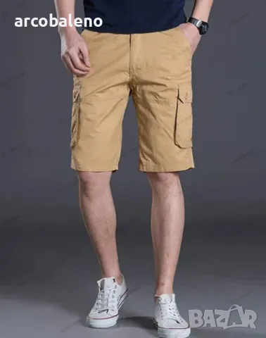 Мъжки къси свободни прави ежедневни панталони с много джобове, 4цвята, снимка 3 - Къси панталони - 40852563