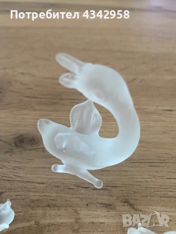 Ретро декорация за семейство гъски, изработена от матирано стъкло, снимка 2 - Антикварни и старинни предмети - 50982946