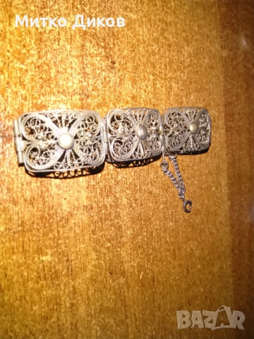 Сребърна гривна филигран -винтидж-23.51гр-195см и ширина 21мм, снимка 3 - Гривни - 51513827