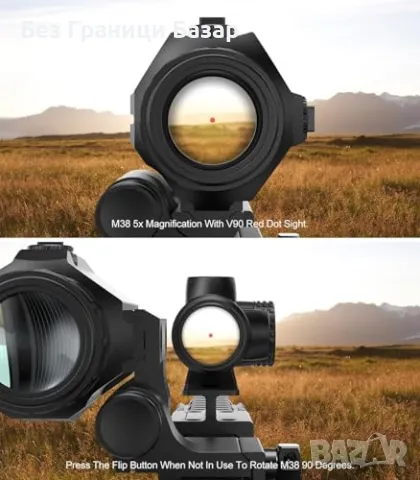 Нов Feyachi 5X тактически увеличител с бързо обръщане и фокус настройка, снимка 4 - Екипировка - 49291345