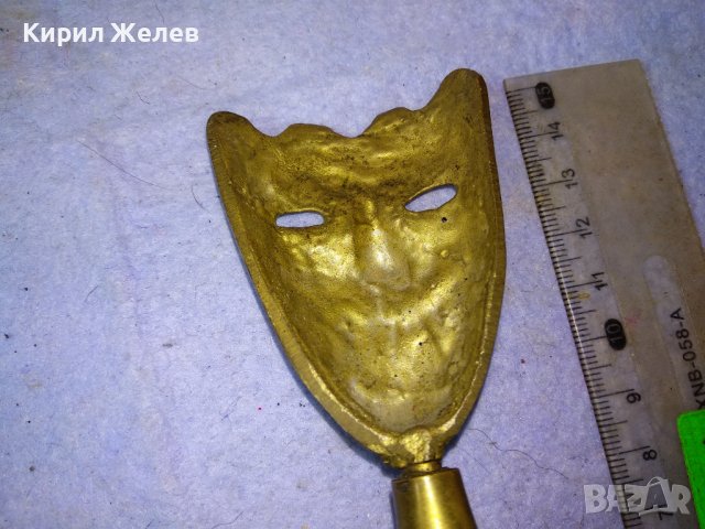 Стара АЗИАТСКА ФОЛКЛОРНА ТРАДИЦИОННА БРОНЗОВА МАСКА ЦВЕТЕН ЕМАЙЛ РЪЧНА ХУДОЖЕСТВЕНА ИЗРАБОТКА 42692, снимка 4 - Декорация за дома - 43951795