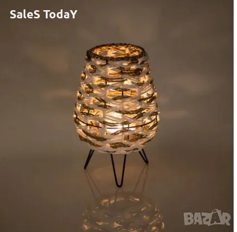 Фенер с метални крака, стъклена поставка за свещи, 27см