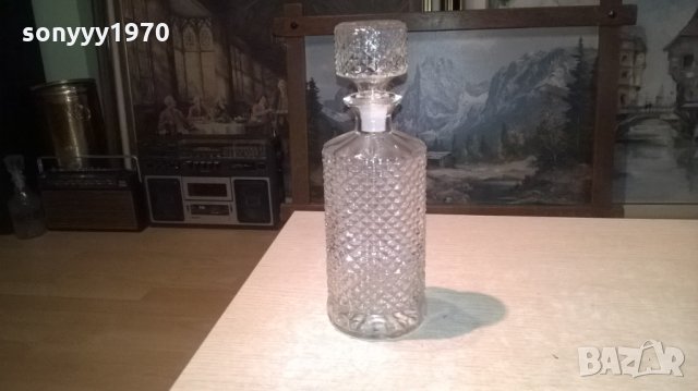 стилна стъклена бутилка с тапа за питиета-28х10см, снимка 1 - Колекции - 27500405
