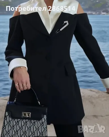 Нов шикозен блейзер с открити рамена, размер  L, снимка 2 - Палта, манта - 49946157