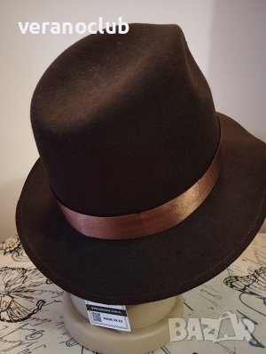Мъжка филцова шапка Кафява, снимка 3 - Шапки - 39562531
