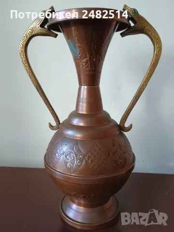 Deposee art deko. Стара медна амфора, ваза , снимка 2 - Антикварни и старинни предмети - 49235006