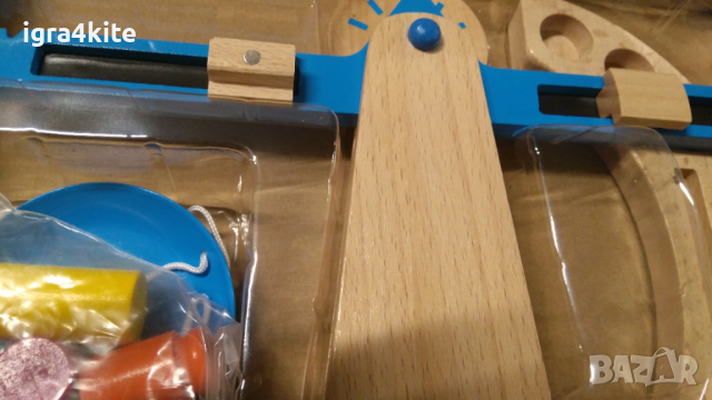 НАМАЛЕНА ЦЕНА! Дървена везна с метални чинийки дървени тежести и магнитна скала, снимка 7 - Образователни игри - 36522235